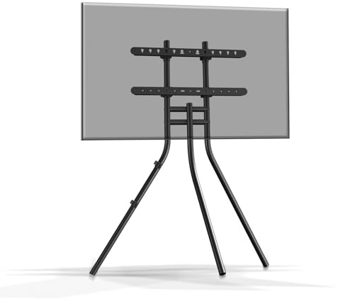 Easel TV Stand with Tripod Base for 42-86 inch Flat Screens, Height Adjustable Art Bracket for Living Room/Cable Ties, MAX Load Capacity 60kg(Black)