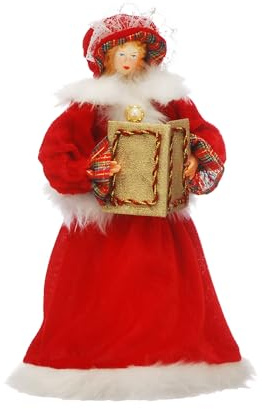 Festive Productions Christmas Tree Topper – 30 cm Red and White Carol Singer Angel – Traditional Victorian-Style Tree Decoration – Elegant Festive Ornament