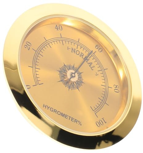 Gitarrenhygrometer 5x5x0,7cm, für Akustikgitarren und Koffer | Goldfarbenes Metall, Leicht zu Montieren, für Klassische Gitarren und Holzsaiteninstrumente