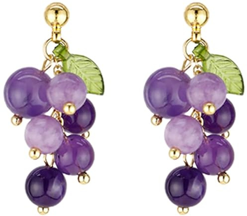 SOIMISS Weintraube Ohrring Damen Hängend Harz Frucht Tropfenform Aesthetic Schmuck Süß Traube Mädchen Teenager Accessoires für Alltag Schule Party Urlaub Boho Vintage Outfit Sommerfest