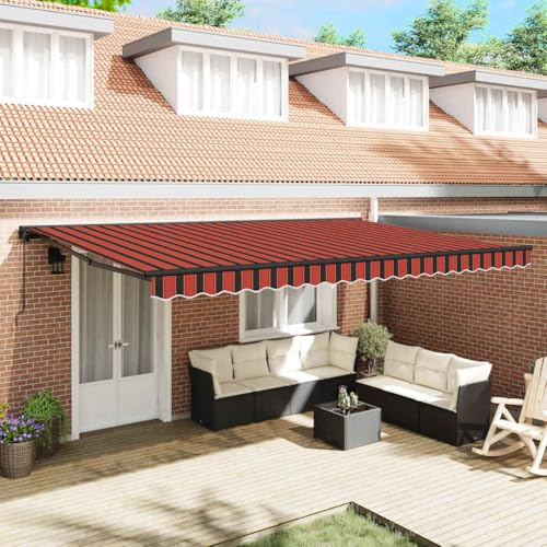 Extendable Side Awning Orange and Brown 500 x 300 cm Fabric for Garden, Balcony, Patio and Gazebo