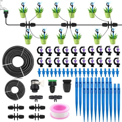 Bewässerungssystem,Automatisches Bewässerungsset,Tropfbewässerung mit Präziser Durchflussregelung,Micro Drip Bewässerung für Topfpflanzen,Garten, Gewächshaus, Terrass