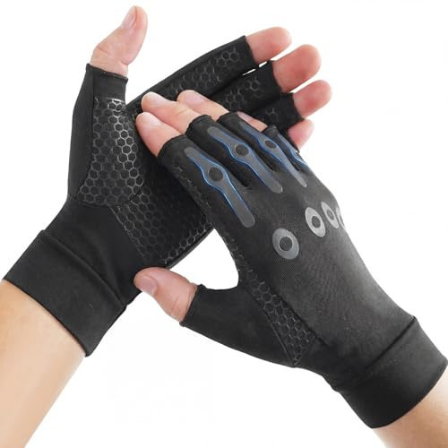 Donfri Kupfer Arthrose Handschuhe für Fingerunterstützung, Größe L, 1 Paar | 85% Kupfer-Kompression, Verlängerte Finger, Rutschfester Grip, Doppelnähte, Rheuma, Gelenkbeschwerden, Alltag, Büro, Sport
