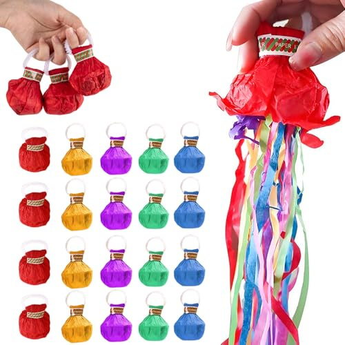 20 Stück Wurf Luftschlangen Bombe Luftschlangen Hand Werfen Streamer Party, Luftschlangen Kanone für Geburtstag Hochzeit Weihnachten Karneval (Zufällige Farb)