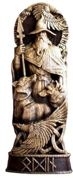 Fhlprte Nordischer Gott Harz Statue, Harz Griechischer Gott Skulptur,22 X 9 cm Nordische Götter Wikinger Deko Statue, für Zuhause Weinschrank Regal Bücherregal (Odin)