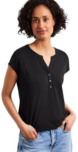 Street One Dropped Shoulder Shirt mit Split Neck Black 42