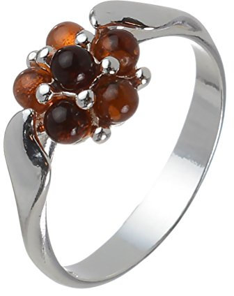 HolidayGiftShops Ring für Erwachsene aus Sterlingsilber und baltischem Honigbernstein Aster - Größe 16.5
