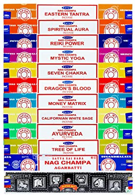 Satya Sai Baba Nag Champa - Surtido de 12 cajas de incienso de 15 g