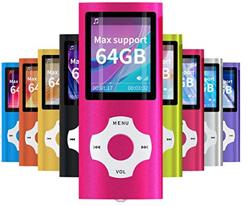 Mymahdi - Lecteur MP4/MP3 - Mobile - Rose - Avec écran LCD 1,8 pouces et fente pour mémoire de forme, prise en charge maximale 128 Go mémoire TF
