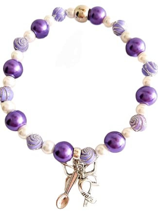 Handmade Fibromyalgia Lilac Spiral Beaded Stretch Bracelet Spoon Hope Wings