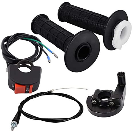 7/8 22mm Twist Throttle Accelerator Handle Grips and Cable 51 Set With ON/OFF Switch Button for 50cc 125cc 150cc 250cc Mini Bike ATV Quad Pit Bike Dirt bike