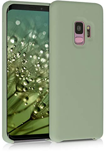 kwmobile Hülle kompatibel mit Samsung Galaxy S9 Hülle - Silikon Handy Case - Handyhülle weiche Oberfläche - kabelloses Laden - Graugrün