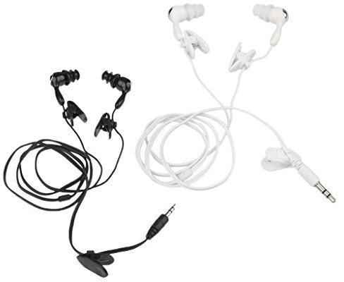 B Blesiya 2 Piezas de Auriculares con Cable de 3,5 M, Auriculares de Natación Internos Masculinos para MP3 - Negro + Blanco