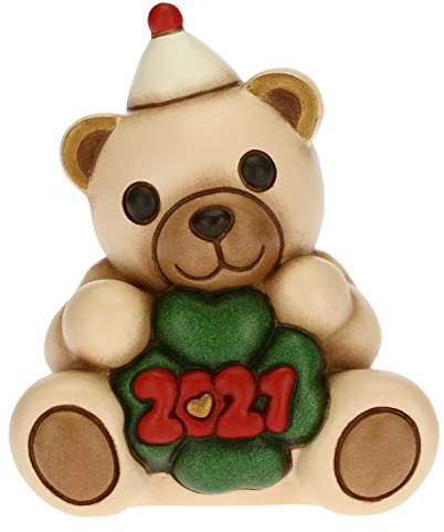 THUN - Frohes neues Jahr Bär Ornament 2021 - Wohnaccessoires zum Sammeln - Kleine Größe - Gold Variante - Keramik - 7,5 x 5,8 x 8,5 h cm