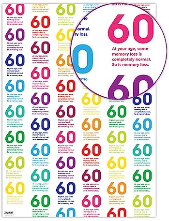 Brainbox Candy - 2 Bögen lustiges Geschenkpapier zum 60. Geburtstag – helles, freches buntes Geschenkpapier – sechzig Geschenkpapier für Sie und Ihn, Männer, Frauen, zum 60. Geburtstag – gefaltetes