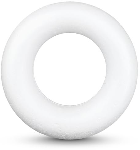 Netuno 5 Stück Styropor Ringe 13 cm Vollringe Polystyrol Kränze weiß Rohlinge für Adventskranz aus Styropor Deko Kränze Ostern Weihnachten Hochzeit Blumenkranze Schaumkranze Tischdeko Styropr