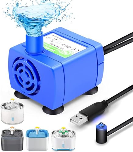 Bomba De Fuente De Agua para Mascotas, Bomba De Repuesto UNISOPH para Fuente De Gato De Flores Bomba De Agua Sumergible Motor De Bajo Consumo Ultra Silencioso