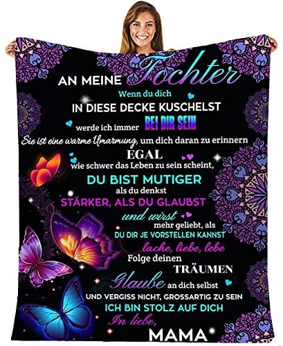 ACCZ Tochter Geschenke von Mama, Decke Geschenk für Tochter, Mutter Tochter Geschenk, Kuscheldecke für Meine Tochter Geschenk Geburtstag, Weihnachten, 18 Geburtstag Mädchen