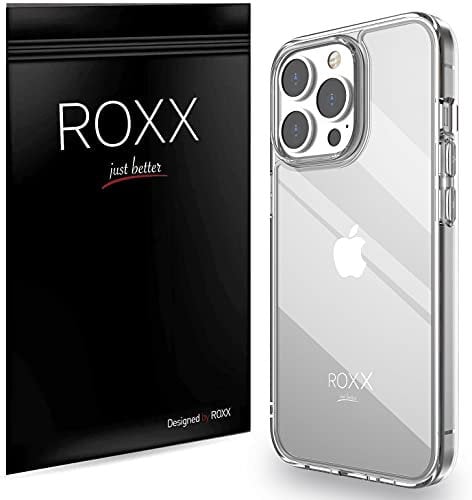Roxx Antigelb Clear Case Hardcase Hülle | Kompatibel mit iPhone 13 Pro 6,1 Zoll | 9H Kratzfeste Glasrückseite