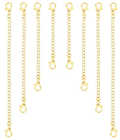 8 Stück Verkupfert Halskette Verlängerungen Armband Verlängerung KC-Gold Verlängerung Kette für Armbänder Fußkettchen Schmuck (4 Größen)