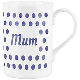 Indigo Polka Dots Spots Mum Mug - Bone China Gift / Present Mug For Mum