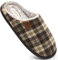 COFACE Herren Rückstellschaum hausschuhe, warme plaid Pantoffeln für manner, flauschig plüsch Gefüttert mit Rutschfeste Gummisohle Braun Khaki Größe 43EU
