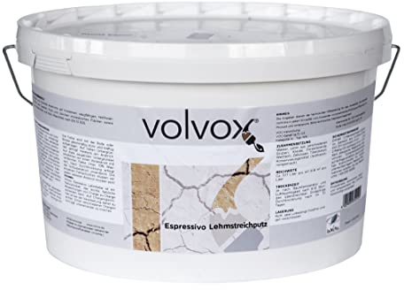 ecotec Naturfarben GmbH VOLVOX Espressivo Lehmstreichputz Rollputz Lehmfarbe Wandfarbe Mont blanc weiss gebrauchsfertig im Eimer (10 Liter)