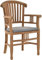 Krines Home Teakstuhl Holz Teak Stuhl Esszimmerstuhl mit Lehne mit Polster Sessel mit Armlehne Massiv (Ivey Lehne)