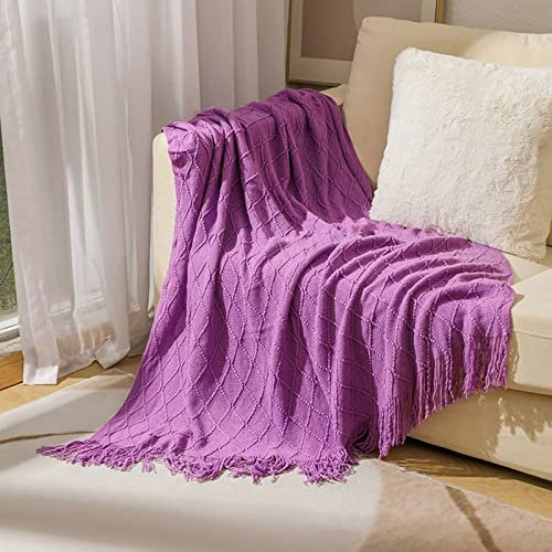 Homxi Salvadivano 2 Posti,Copridivano Angolare Universale Tinta Unita con Rombo Teli Copridivano Poliestere Asciugamano Copridivano Viola Copriseduta Divano Angolare 130x230CM