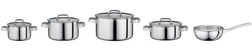 Spring Topf-Set FINESSE2+, 5-teilig, Mehrschichtige Edelstahl Töpfe mit Deckel, Backofengeeignet, Innenskalierung, Kochtopf Ø 16, 20, 24 cm, Bratentopf Ø 20 cm, Sauteuse Ø 16 cm