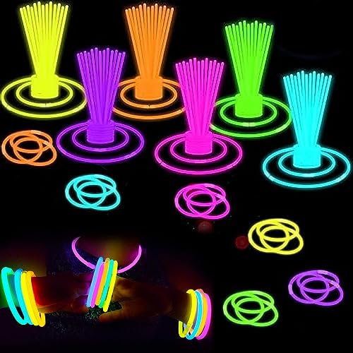 Facynde Leuchtstäbe-Partypaket - 100 Stück Camping-Lichtstab mit Stecker | Ultrahelle 8-Zoll-Camping-Leuchtstäbe, die im Dunkeln leuchten, für Pool- -Konzerte