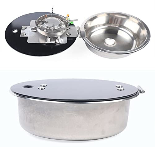 Cuisinière à gaz for camping-car avec robinet et couvercle, évier de camping-car, cuisinière à gaz 2 brûleurs GPL, table de cuisson, bateau, caravane, camping, cuisinière en acier inoxydable for extér