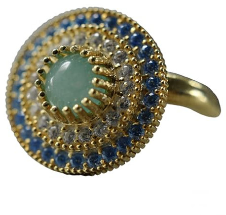 925 Silber Zirkonia Ring Edelstein Blau Aquamarin Geburtsstein März Brautschmuck Ring Verstellbar Schmucksets für Hochzeiten Handmade Geschenke Weihnachten