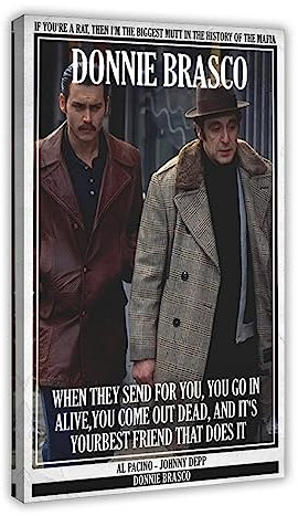 Donnie Brasco – Kult-Film-Poster – Vintage-Retro-Kunstdruck – klassische Filmposter auf Leinwand, Schlafzimmer, Dekoration, Sport, Landschaft, Büro, Raumdekoration, Geschenk, Rahmen-Stil, 20 x 30 cm
