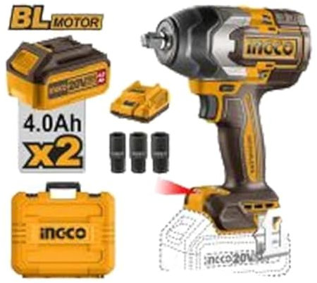 Ingco CHIAVE IMPACTO 850Nm 20V Caricatore e batteria non inclusi