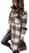 Yming Damen Casual Lang Lumberjack Kariert Vintage Lose Jacke Übergröße Bluse Mit Tasche Grau XXL