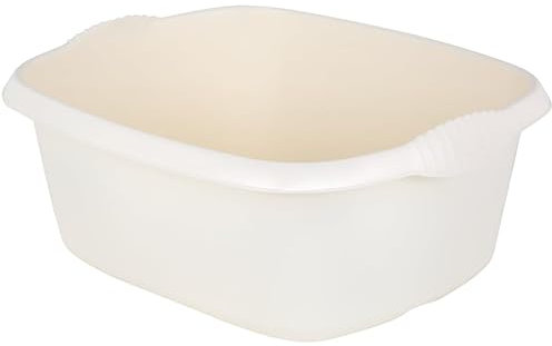12L Washing Up Bowl Plastic Kitchen Basin Sink Mixing Cutlery Tidy Rectangular (Cream)