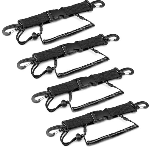 NIYATA 4 Stück Spiralkabel Tauchen Kamera Halter Lanyard mit Karabiner, Tauchen Ausrüstung Mit Clips Schnellverschluss, für Tauchen Schnorcheln Klettern, Unterwasserkamera