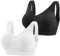 YUTYTH Comfort Bra Sports Bras Women Crop Top for Yoga Wirefree Bra with Removable Pads for Women Sleep Yoga Daily Wear Bra(Black White-M)