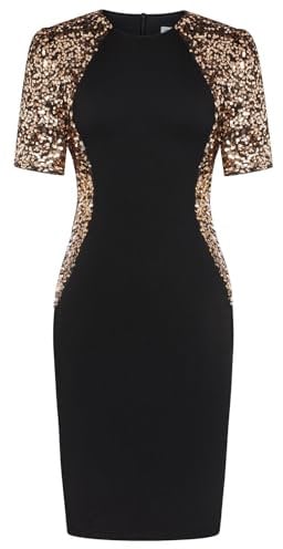 GRACE KARIN Womens Dresses Black Gold Dress for Women Clubbing Dresses Short Sleeve Bodycon Dress M