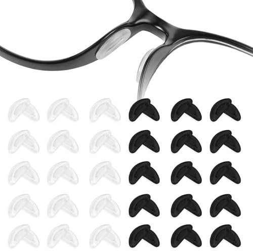 Gjinxi Brillen Nasenpads Silikon Rutschfeste Brillenpads, 30 Paare Anti Rutsch Silikon Brillen Pads Selbstklebende Nasenpads Brillen Nasenpad für Brillen und Sonnenbrillen(Weiß, Schwarz)