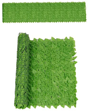 Künstlicher Efeu-Zaun, erweiterbare Blätter, grüne künstliche Hecken, Rankgitter, Rattan-Rolle mit künstlichen Blättern, Garten-Sichtschutzwände, dekorative Zäune für den Außenbereich (0,5 x 2 m)