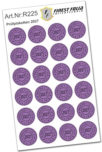 24 Stück Prüfplakette Prüfsiegel Ø24mm Aufkleber Jahresplakette UVV BGV D27 BGR R225 (Jahr 2027)