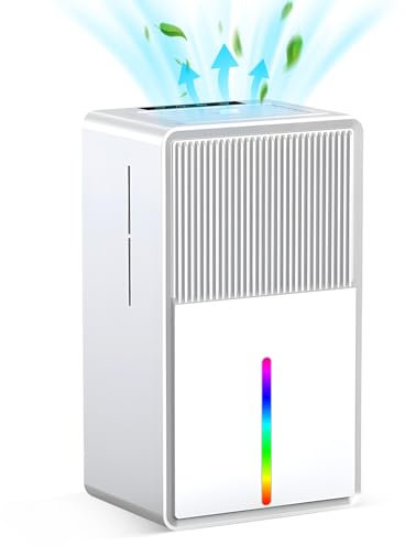 Humpun Dehumidifier for Home, 3000ML, 12H Timer, 7 LED Light, Auto Defrost & Shut Off, Energy Saving, White, Automatic, B631