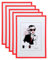 KM FOTO Set Moderner Glas Bilderrahmen NLS aus Kunststoff Perfekt für Fotos Poster und Wanddeko Collage: Farbe: 5er Pack Rot | Format: 30x40