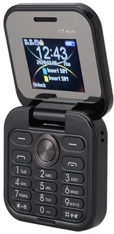 Tosuny 2G Klapphandy, Faltbares Mi NI Handy mit Dual Nano SIM, 1,77 Zoll Display, HD Rückkamera, UKW Radio, LED Taschenlampe, Kleinstes Klapphandy für Senioren (Black)