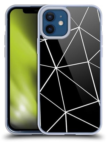Head Case Designs Offizielle PLdesign Schwarze Dreiecke Weiße Linien Geometrische Muster Gelhülle [Militärischer Schutzgrad] Kompatibel Mit Apple iPhone 12 / iPhone 12 Pro Und Kompatibel Mit MagSafe