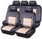 MaKeMoney Auto Sitzbezüge FüR Dacia Sandero Stepway 3.GEN 2.Gen 2012-2025, Leder Schonbezüge Vordersitze und Rückbank Sitzschoner Kompletter Satz Auto Zubehör,A/Black Beige