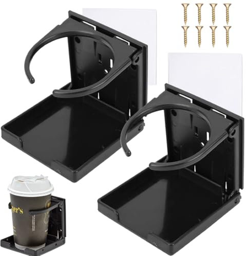 WeddHuis 2 Pièces Porte-Gobelet Réglable Pliable pour Voiture et Camping-Car, Support de Bouteille et Tasse (Noir)
