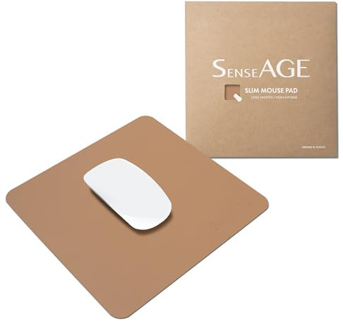 SenseAGE klein Mauspad 22x22cm | 0.2cm Ultradünnes Mousepad | Unterlage für Laser-/Kabel/Kabellos Maus | klein Mouse Mat ideal für Büro und Homeoffice | Slim Mausmatte (Braun)